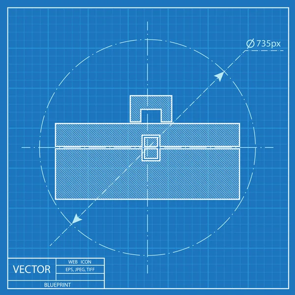 Pictogram van de blauwdruk van de toolbox — Stockvector