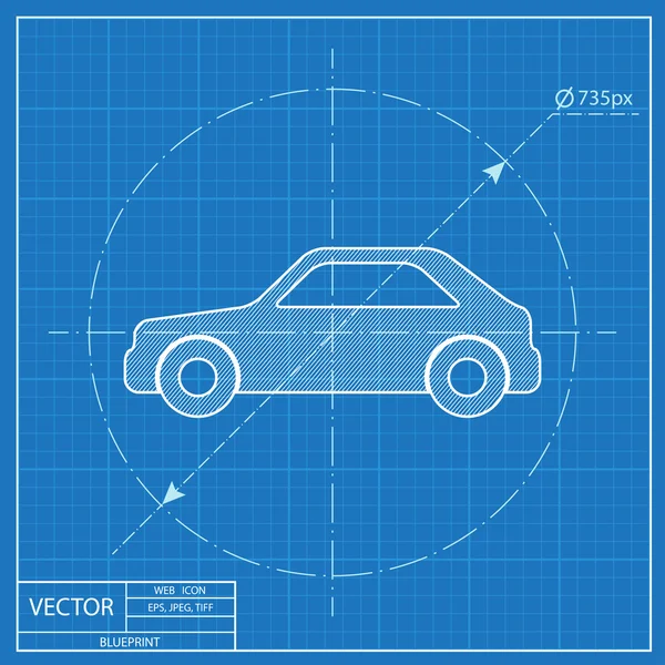 Pictogram van de blauwdruk van auto — Stockvector