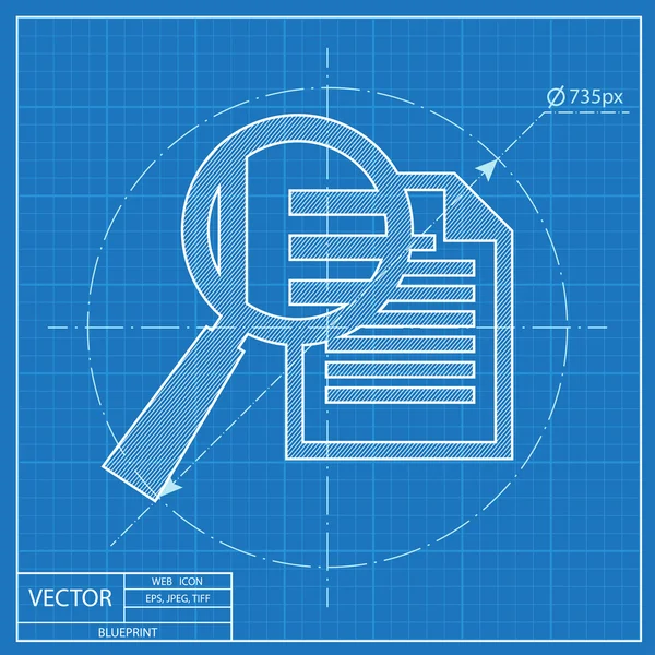 Blaupause für das Lupe-Dokument — Stockvektor