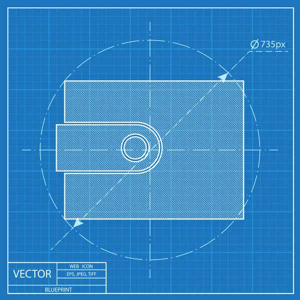 Blueprint ikon pénztárca — Stock Vector