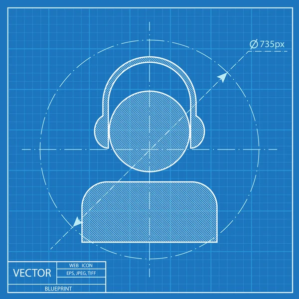 Blaupause Ikone des Kopfhörers Stockillustration