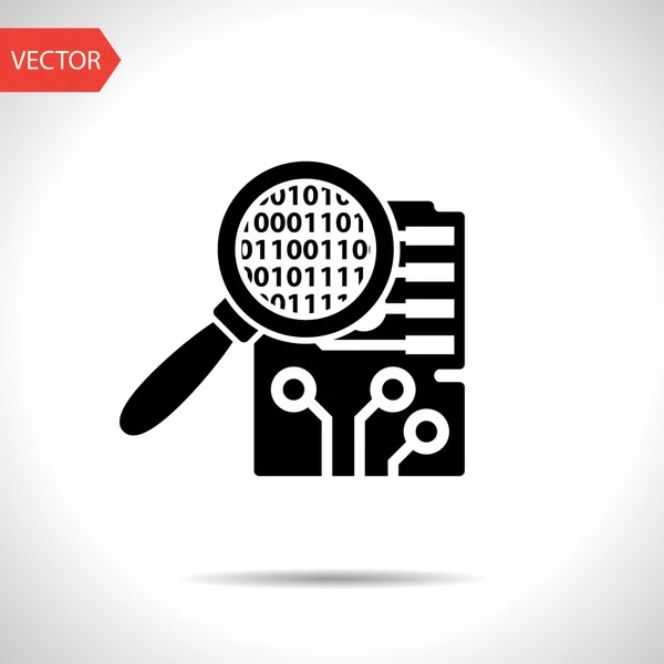 Circuit board inspection flat icon. Digital service vector illustration — Stock Vector