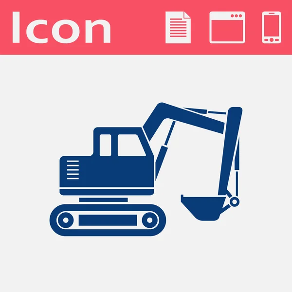 Excavadora vector icono plano — Vector de stock