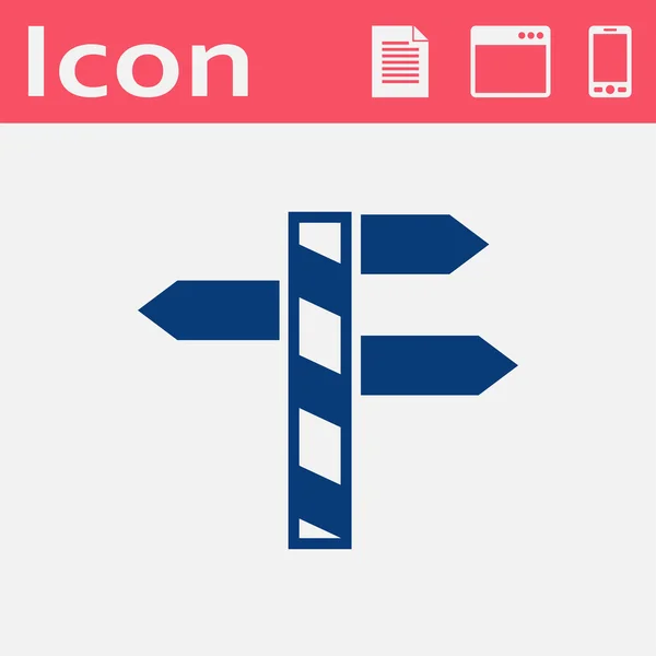 Vägmärke med olika riktningar flat ikonen — Stock vektor