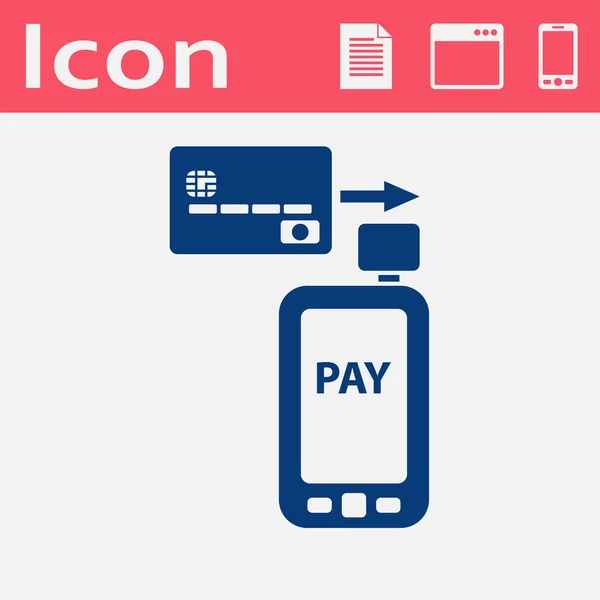 Mobiles Bezahlen. Terminal-Lesegerät am Smartphone beim Scannen einer Kreditkarte — Stockvektor