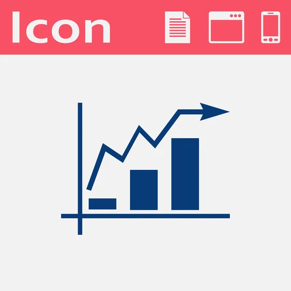 Barre in crescita icona grafica piatta con freccia in aumento — Vettoriale Stock