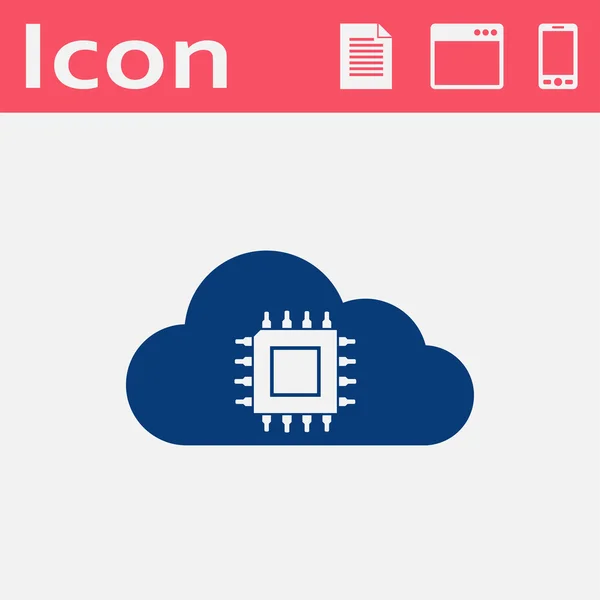 Icon of microchip in cloud — Stock Vector