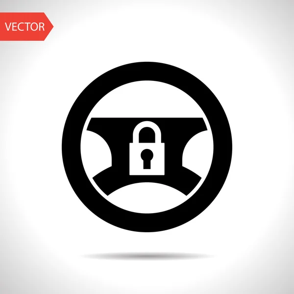 Locked steering wheel vector hmi dashboard flat icon — Stock Vector