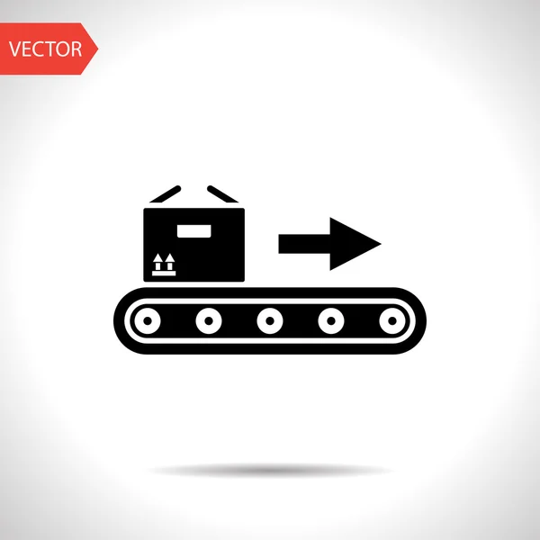 Transportband met vak vector platte pictogram — Stockvector