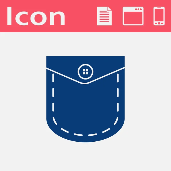 Poche avec icône vectorielle bouton — Image vectorielle