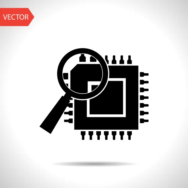 Fedezze fel a mikrochip ikon — Stock Vector