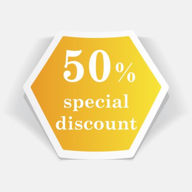 Metin özel indirim ile etiket. Tasarım öğesi web ve mobil uygulamalar için. Vektör çizim.