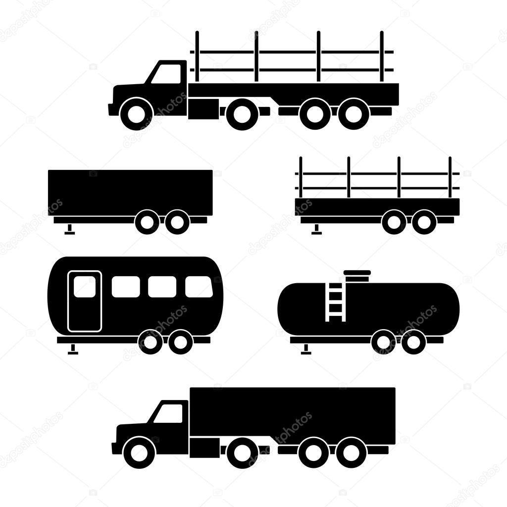 Set of transport black icons. Vector illustration