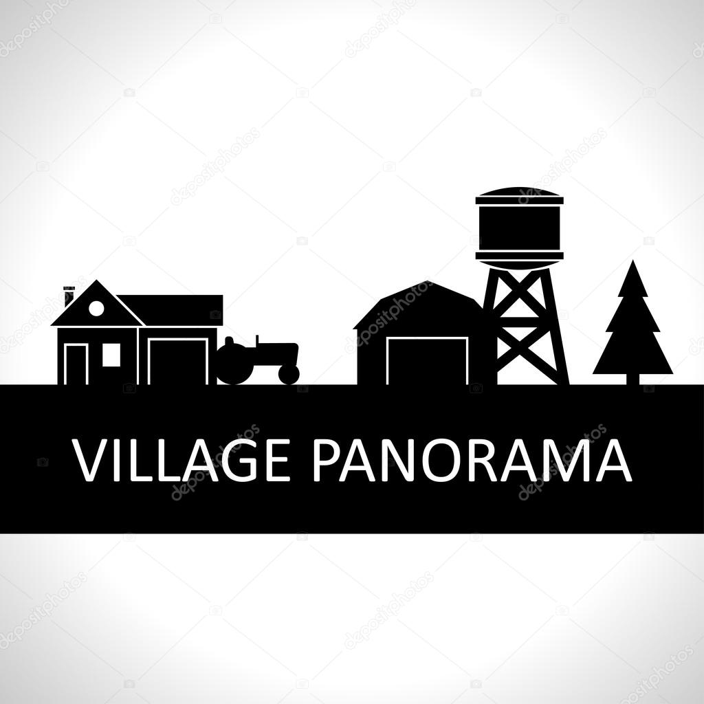 Black and white village panorama