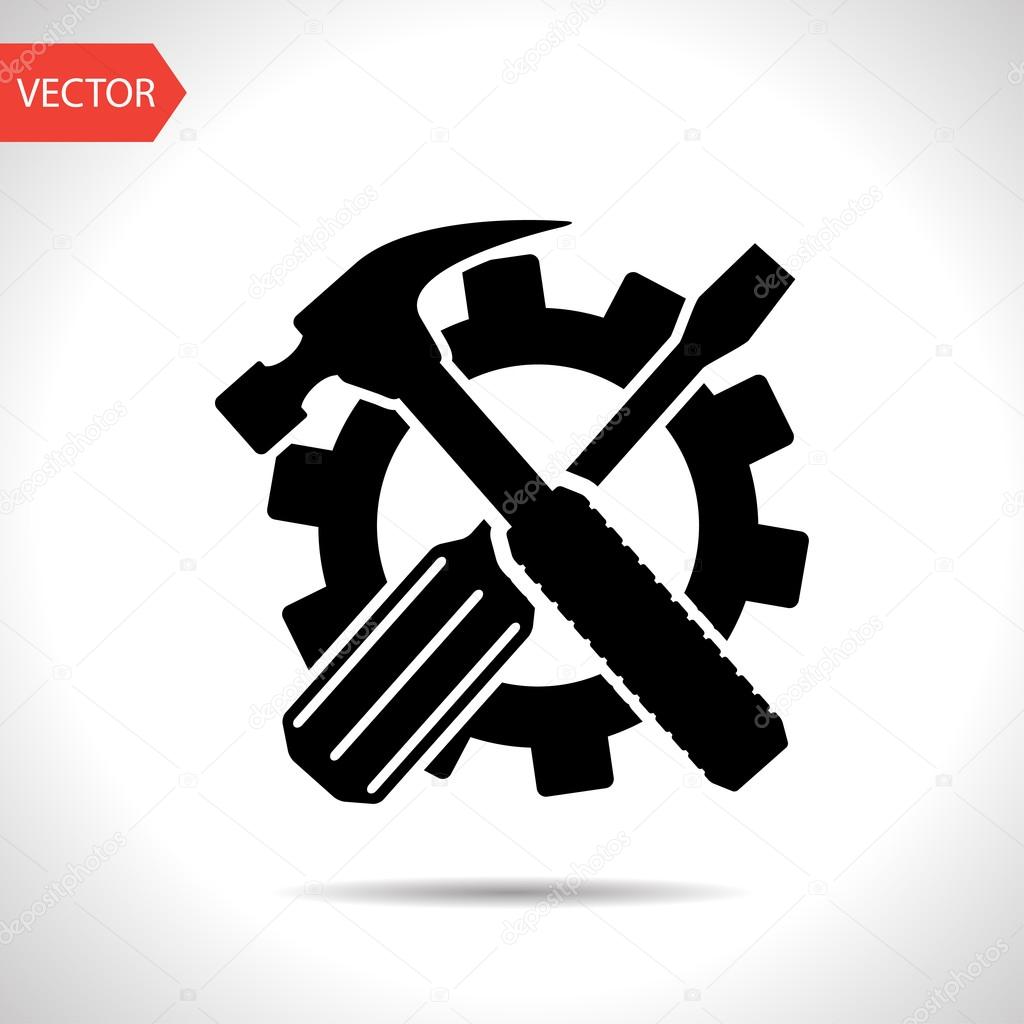 Crossed screwdriver and hammer tools Stock Vector by