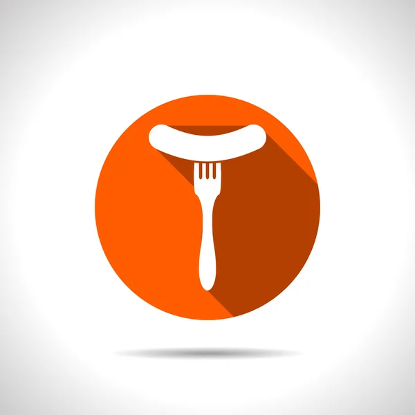 Icon of sausage on fork — Stock Vector