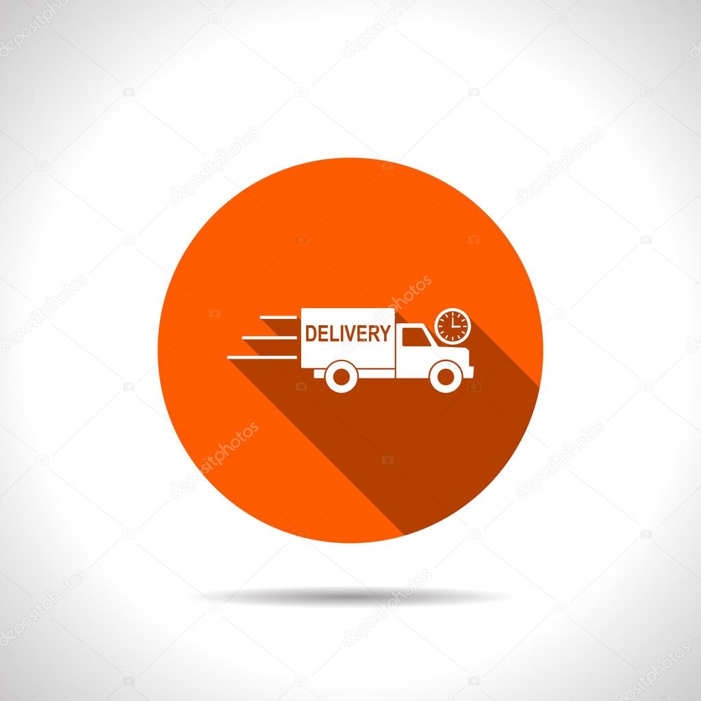 Delivery truck with clock icon