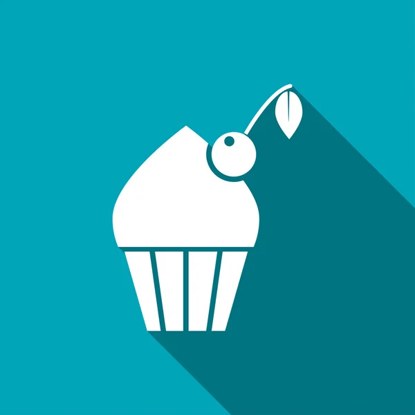 Vector cupcake con icono de cereza. Icono de comida. Eps10 — Vector de stock