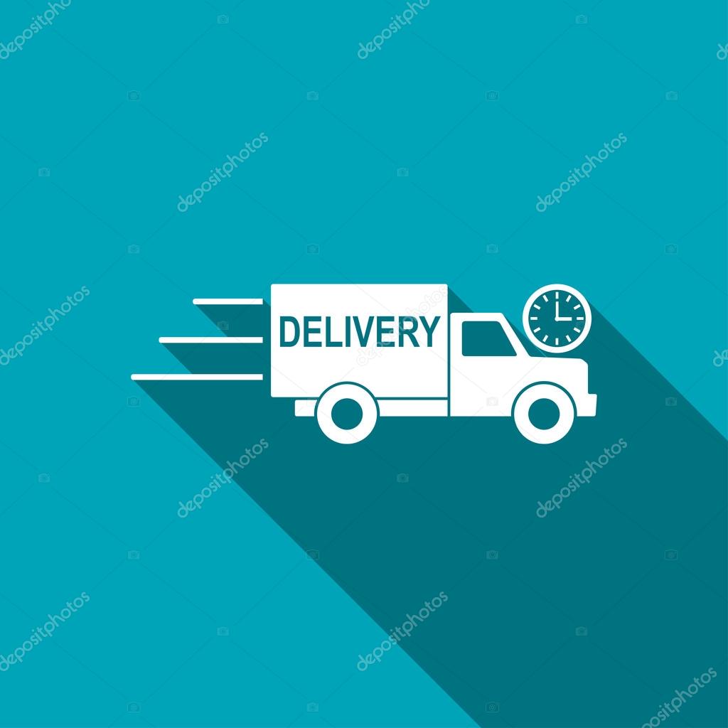 Delivery truck with clock icon