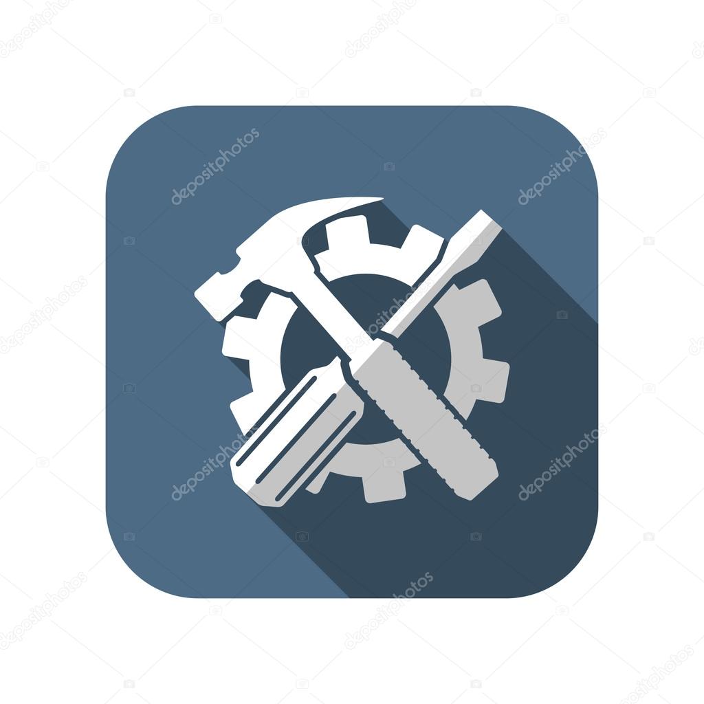 Crossed screwdriver and hammer tools, vector