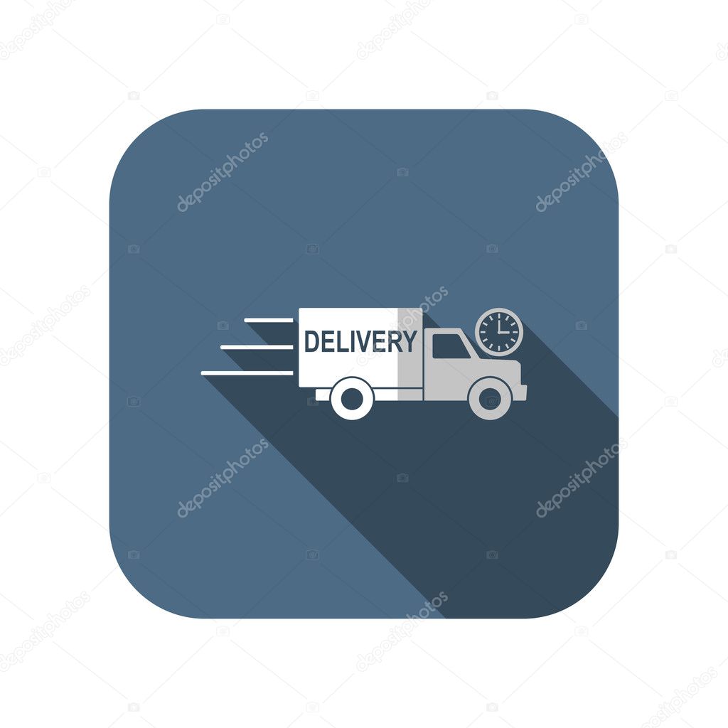 Delivery truck with clock icon