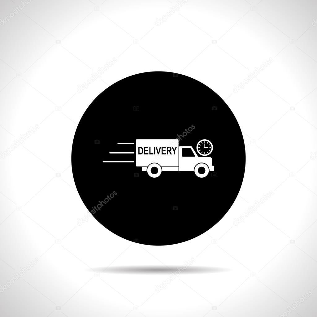 Delivery truck with clock icon