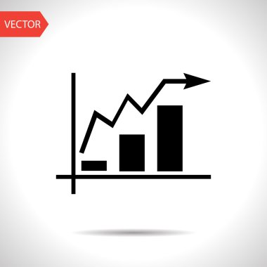Çubuk grafik simge yükselen ok ile büyüyen