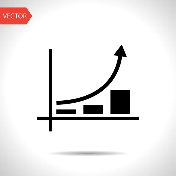 Icono gráfico de barras crecientes con flecha ascendente — Vector de stock