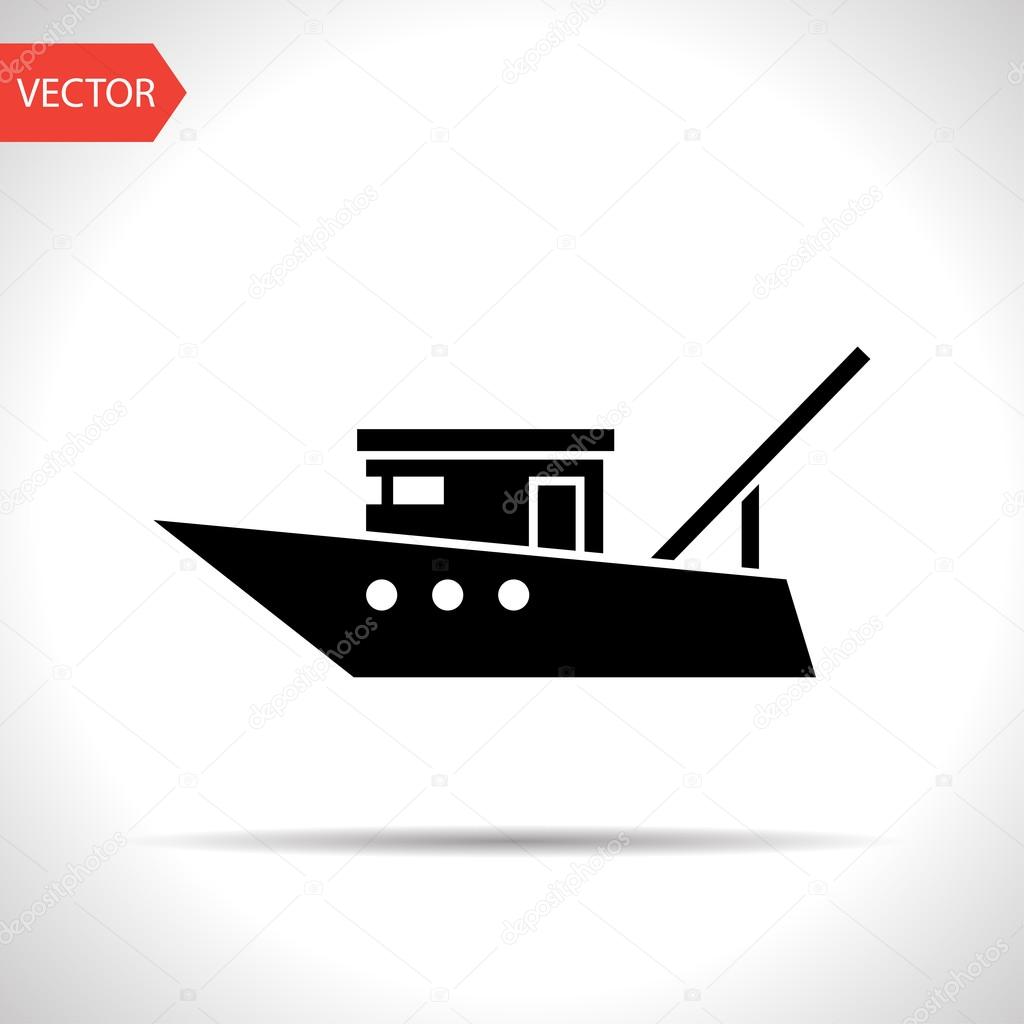 Motor fishing boat icon or sign, vector icon