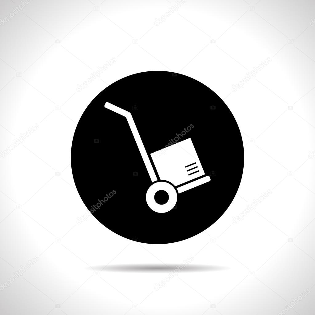 cargo transportation with hand cart icon