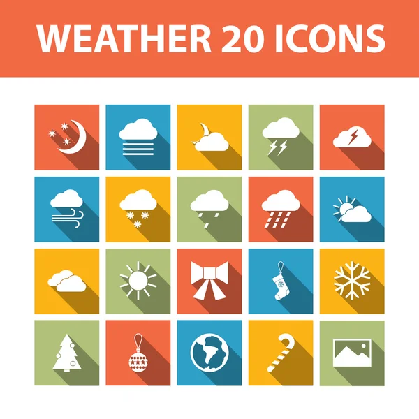 Weather 20 vector flat icons set — Stock Vector