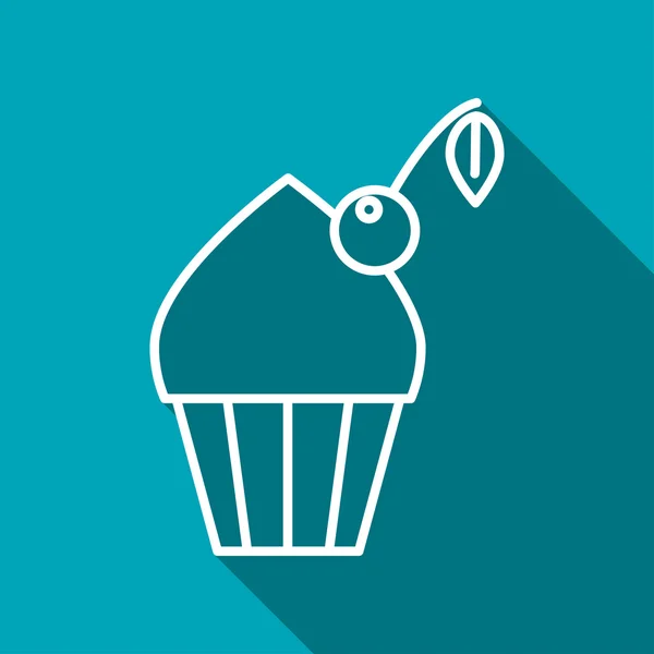 Vector cupcake met cherry pictogram. Pictogram voor voedsel. Eps10 — Stockvector