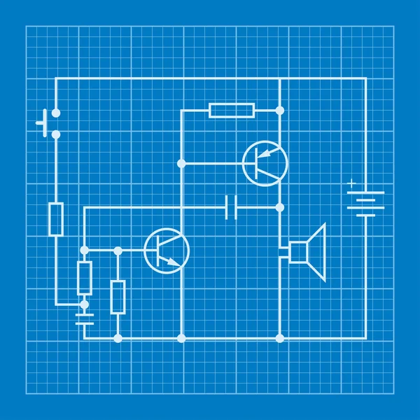 Elektronik devre şeması blueprint arka plan — Stok Vektör