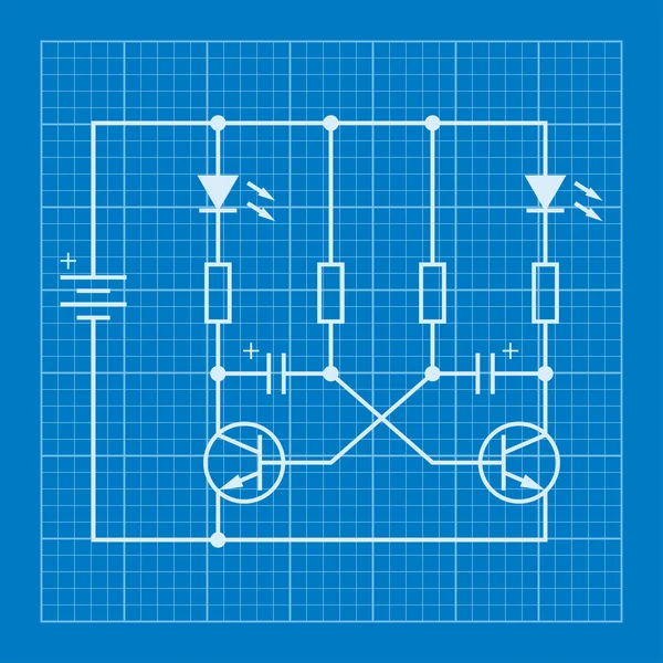 Electronic circuit scheme blueprint background — Stock Vector