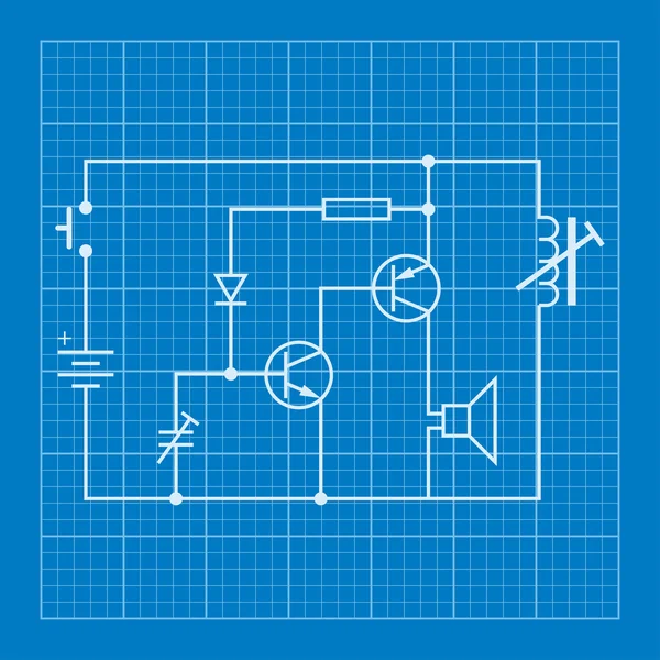 Elektronický obvod schéma blueprint pozadí — Stockový vektor