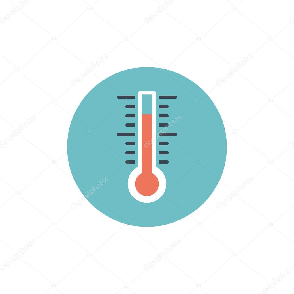 Flat web icon of thermometer 