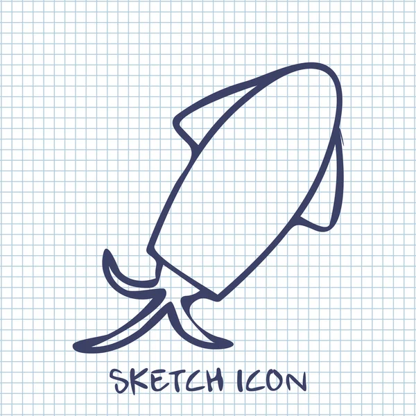 Tintenfisch-Sketch-Symbol. Lebensmittelsymbol — Stockvektor