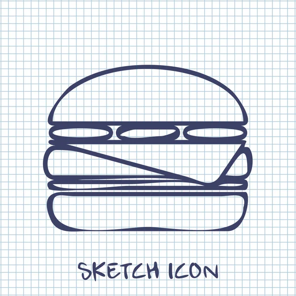 Burger skiss ikon. Mat symbol — Stock vektor