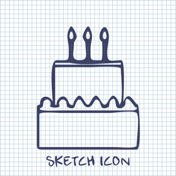 Birthday cake skiss ikon. Mat symbol — Stock vektor