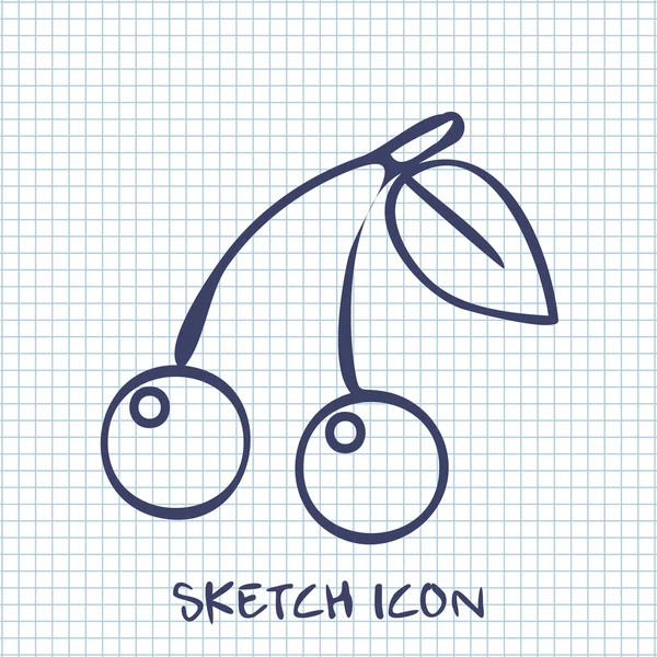 Cherry sketch icon. Food symbol — Stock Vector