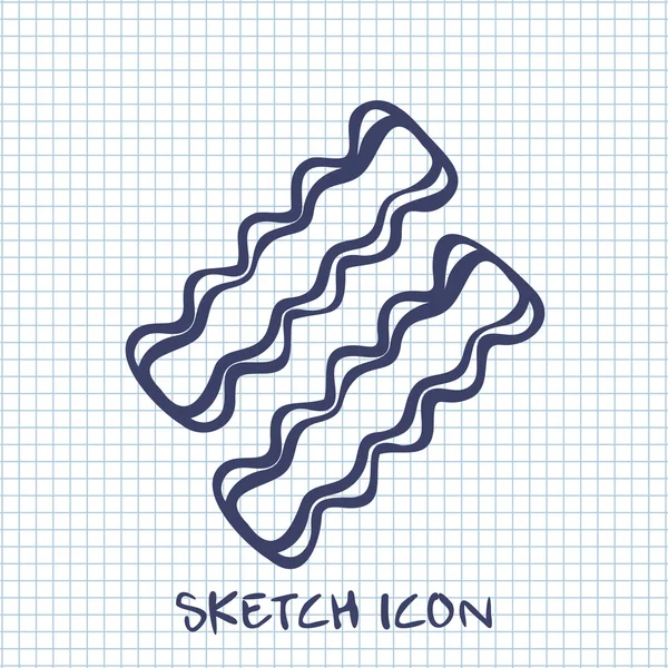 Bacon skiss ikon. Mat symbol — Stock vektor