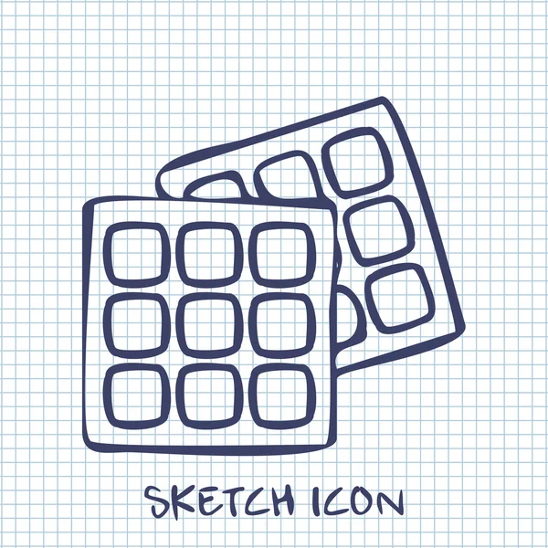 Belgische Waffeln Sketch-Ikone. Lebensmittelsymbol — Stockvektor