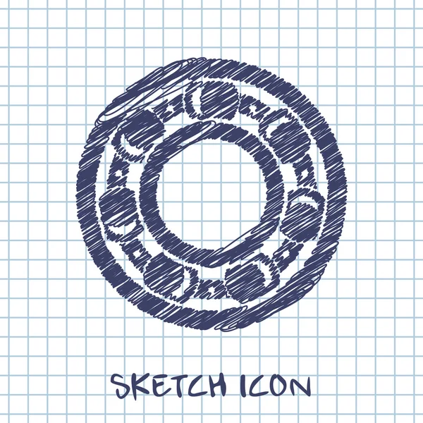 Vector sketch icon of bearing — Stock Vector