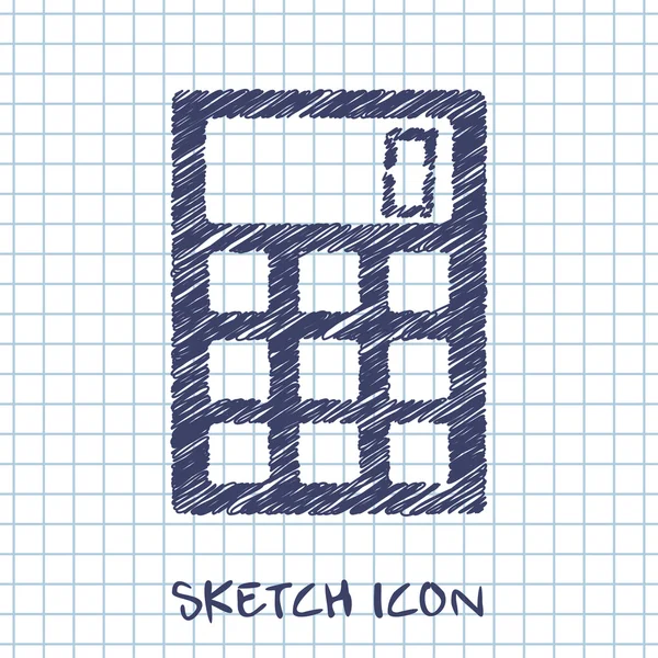 Vector sketch icon of calculator — Stock Vector