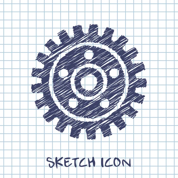 Vector sketch icon of gear — Stock Vector