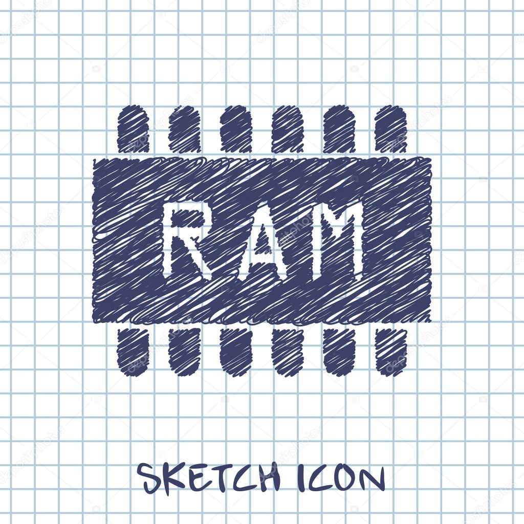 vector sketch icon of memory chip
