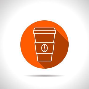 Düz gölge ile vektör kahve fincanı turuncu simgesi