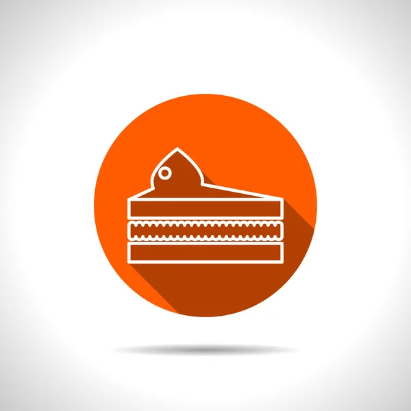Vector piece of cake orange icon with flat shadow — Stock Vector