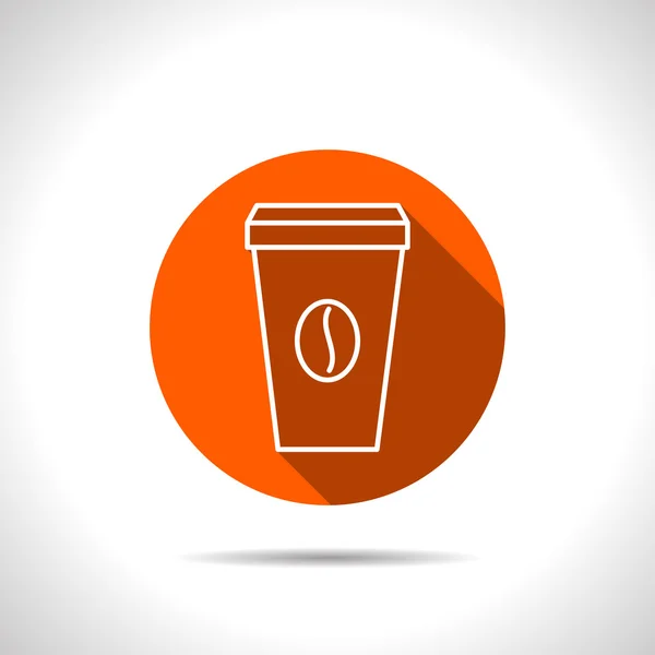 Vector taza de café icono naranja con sombra plana — Vector de stock