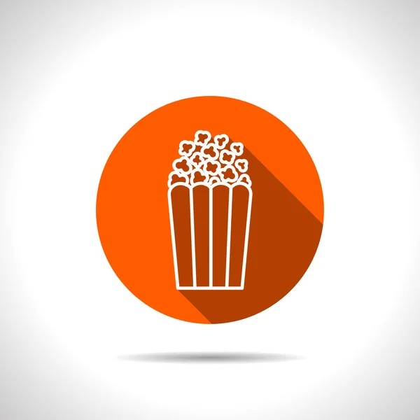 Vector palomitas de maíz icono naranja con sombra plana — Vector de stock